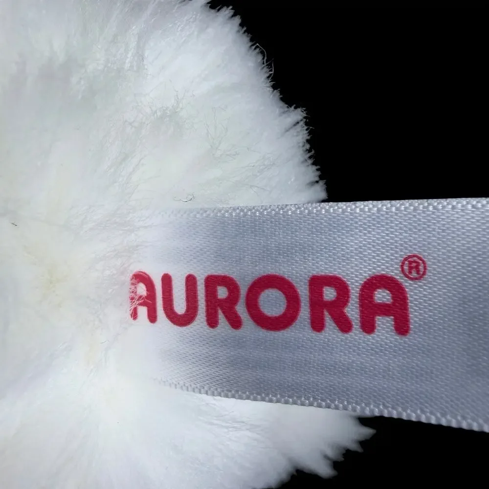 Aurora White Bunny Rabbit Plush Stuffed Animal Pink Ears Floppy Soft Easter 6 In